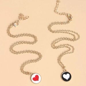 2 piece Red & Black Heart Pendant necklace set.Gold Hardware. I have 2 more sets